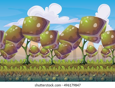 cartoon vector nature landscape background with separated layers for game art and animation game design asset in 2d graphic