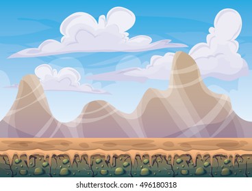 cartoon vector nature landscape background with separated layers for game art and animation game design asset in 2d graphic