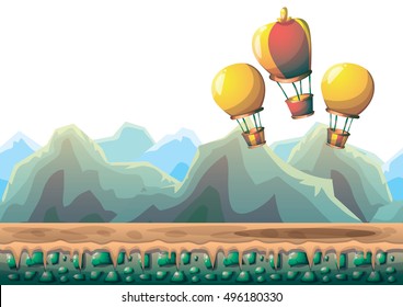 cartoon vector nature landscape background with separated layers for game art and animation game design asset in 2d graphic