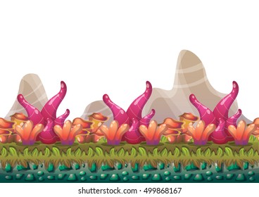 cartoon vector nature landscape background with separated layers for game art and animation game design asset in 2d graphic