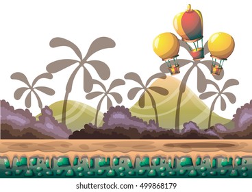 cartoon vector nature landscape background with separated layers for game art and animation game design asset in 2d graphic