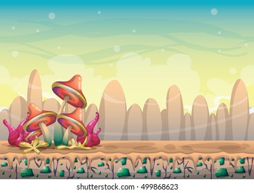 cartoon vector nature landscape background with separated layers for game art and animation game design asset in 2d graphic