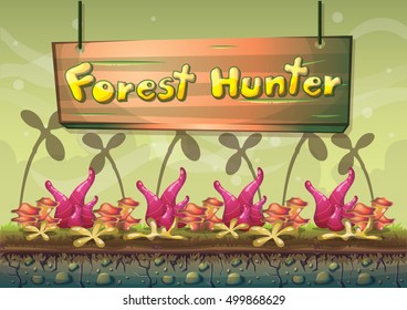 cartoon vector nature landscape background with separated layers for game art and animation game design asset in 2d graphic