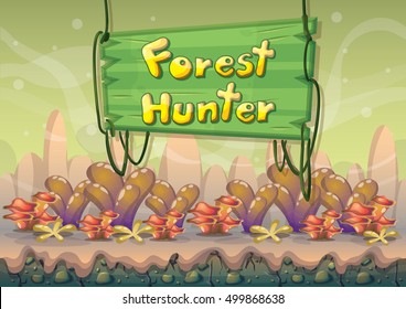 cartoon vector nature landscape background with separated layers for game art and animation game design asset in 2d graphic