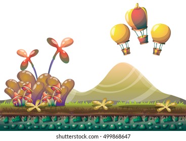 cartoon vector nature landscape background with separated layers for game art and animation game design asset in 2d graphic