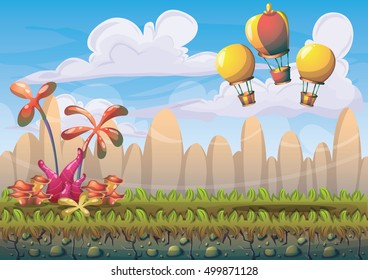cartoon vector nature landscape background with separated layers for game art and animation game design asset in 2d graphic