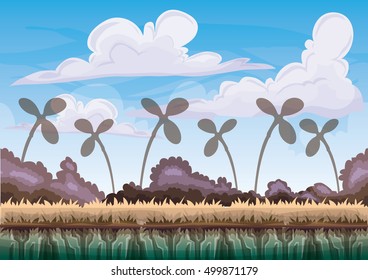 cartoon vector nature landscape background with separated layers for game art and animation game design asset in 2d graphic
