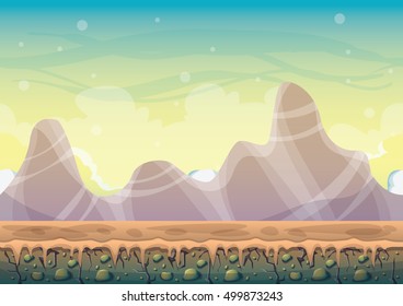 cartoon vector nature landscape background with separated layers for game art and animation game design asset in 2d graphic