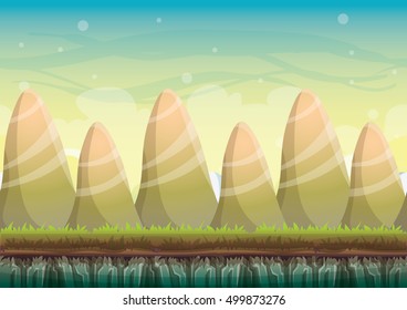 cartoon vector nature landscape background with separated layers for game art and animation game design asset in 2d graphic