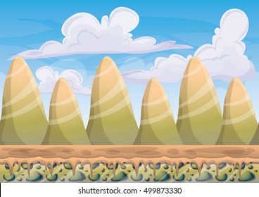 cartoon vector nature landscape background with separated layers for game art and animation game design asset in 2d graphic