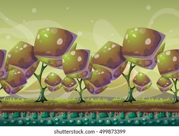 cartoon vector nature landscape background with separated layers for game art and animation game design asset in 2d graphic