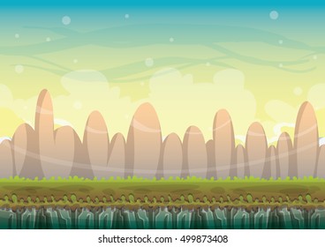 cartoon vector nature landscape background with separated layers for game art and animation game design asset in 2d graphic