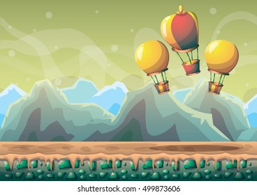 cartoon vector nature landscape background with separated layers for game art and animation game design asset in 2d graphic