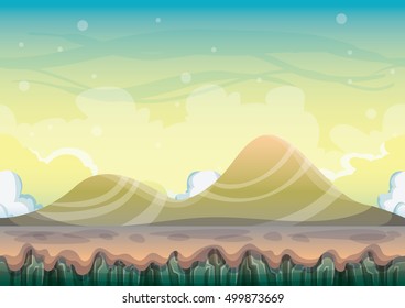 cartoon vector nature landscape background with separated layers for game art and animation game design asset in 2d graphic