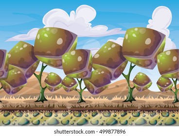 cartoon vector nature landscape background with separated layers for game art and animation game design asset in 2d graphic