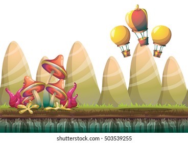 cartoon vector nature landscape background with separated layers for game art and animation game design asset in 2d graphic