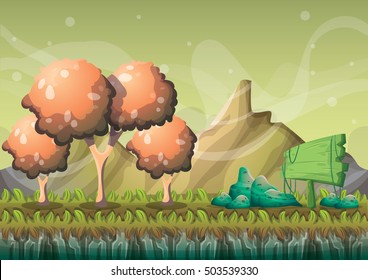 cartoon vector nature landscape background with separated layers for game art and animation game design asset in 2d graphic