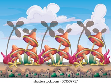 cartoon vector nature landscape background with separated layers for game art and animation game design asset in 2d graphic