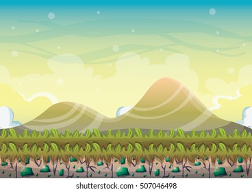 cartoon vector nature landscape background with separated layers for game art and animation game design asset in 2d graphic
