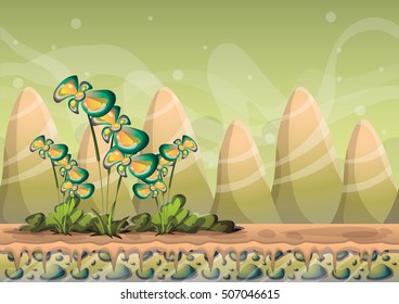 cartoon vector nature landscape background with separated layers for game art and animation game design asset in 2d graphic