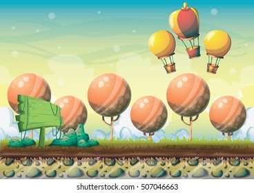 cartoon vector nature landscape background with separated layers for game art and animation game design asset in 2d graphic