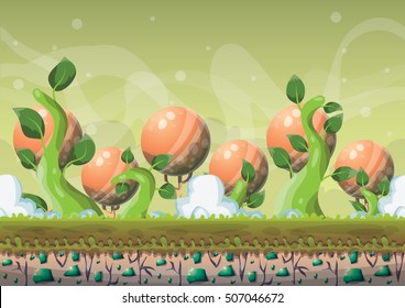 cartoon vector nature landscape background with separated layers for game art and animation game design asset in 2d graphic