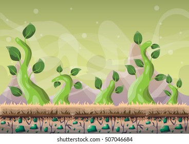 cartoon vector nature landscape background with separated layers for game art and animation game design asset in 2d graphic