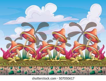 cartoon vector nature landscape background with separated layers for game art and animation game design asset in 2d graphic