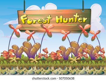 cartoon vector nature landscape background with separated layers for game art and animation game design asset in 2d graphic