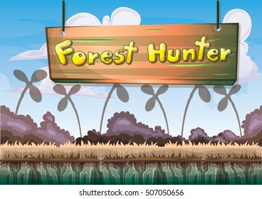 cartoon vector nature landscape background with separated layers for game art and animation game design asset in 2d graphic
