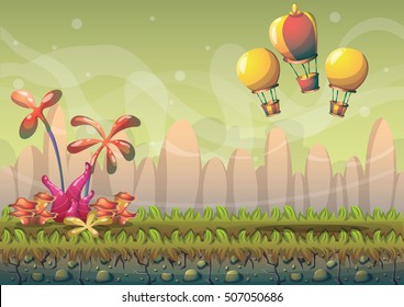 cartoon vector nature landscape background with separated layers for game art and animation game design asset in 2d graphic