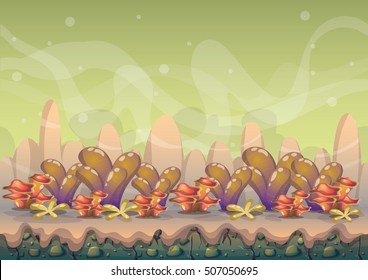cartoon vector nature landscape background with separated layers for game art and animation game design asset in 2d graphic
