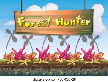 cartoon vector nature landscape background with separated layers for game art and animation game design asset in 2d graphic