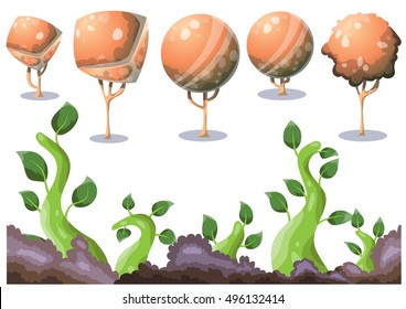 cartoon vector nature landscape object with separated layers for game art and animation game design asset in 2d graphic
