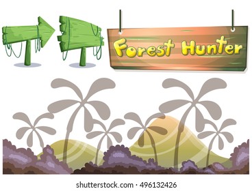 cartoon vector nature landscape object with separated layers for game art and animation game design asset in 2d graphic