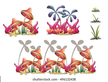cartoon vector nature landscape object with separated layers for game art and animation game design asset in 2d graphic