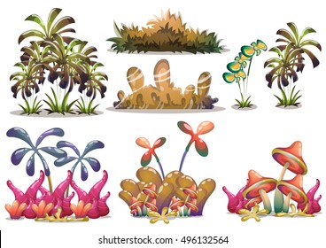 cartoon vector nature landscape object with separated layers for game art and animation design asset in 2d graphic