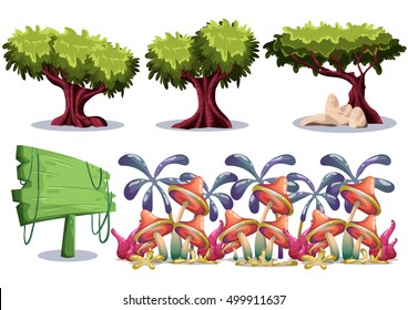 cartoon vector nature landscape object with separated layers for game art and animation game design asset in 2d graphic