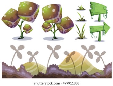 cartoon vector nature landscape object with separated layers for game art and animation game design asset in 2d graphic