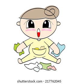cartoon vector of naughty Kid