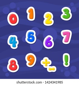 Cartoon vector Numbers. Letter. Font. 