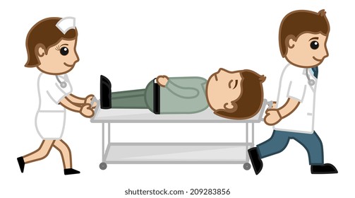 Cartoon Vector - Nurse and Doctor Carrying the Patient