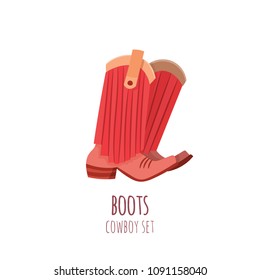 Cartoon vector object from cowboy set in pastel colors. Vector Boots.