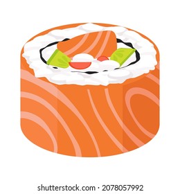 objeto vectorial de dibujos animados sushi de salmón de la cocina japonesa