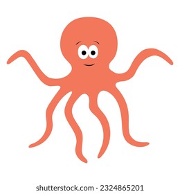 Cartoon vector octopus illustration isolated on white background. Underwater animal