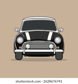 Cartoon Vector ofBlack Classic Car Character