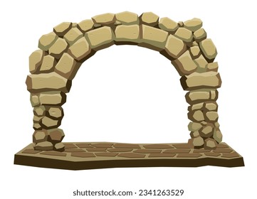 Cartoon Vector of Old Stone Arch Gate