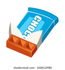 Cartoon vector open chocolate bar icon
