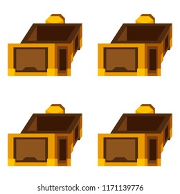 Cartoon vector opened empty wooden chest seamless pattern