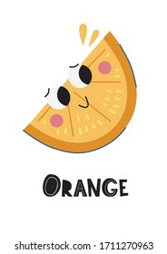 Caricatura anaranjada vectorial. Estilo plano. Excelente para el diseño de postales, carteles, pegatinas, etc.